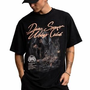 Darc Sport Heaven Has To Wait Oversized Tee Black L Wolves Club Pump Cover NWT